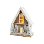 Nordic Wooden Christmas House Table Lamp with Warm LED Glow