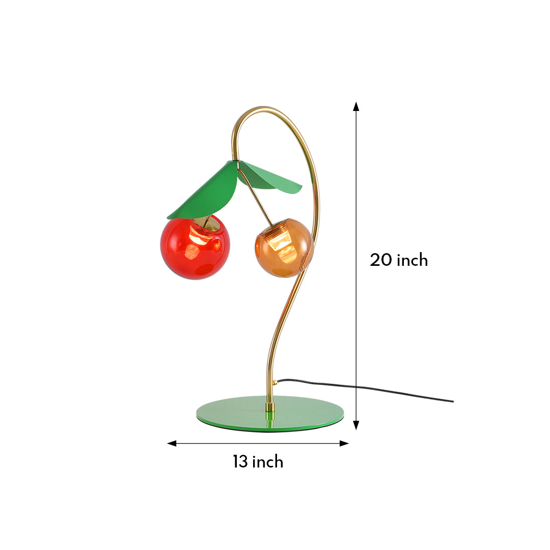 Nordic Cherry Stained Glass LED Table Lamp, Dual-Head Designer Desk Light