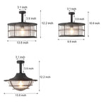 Coastal Semi Flush Ceiling Light in Wrought Iron with Clear Glass Shade