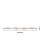 Crystal Linear Pendant Light for Kitchen Island, Modern Chrome LED Suspension