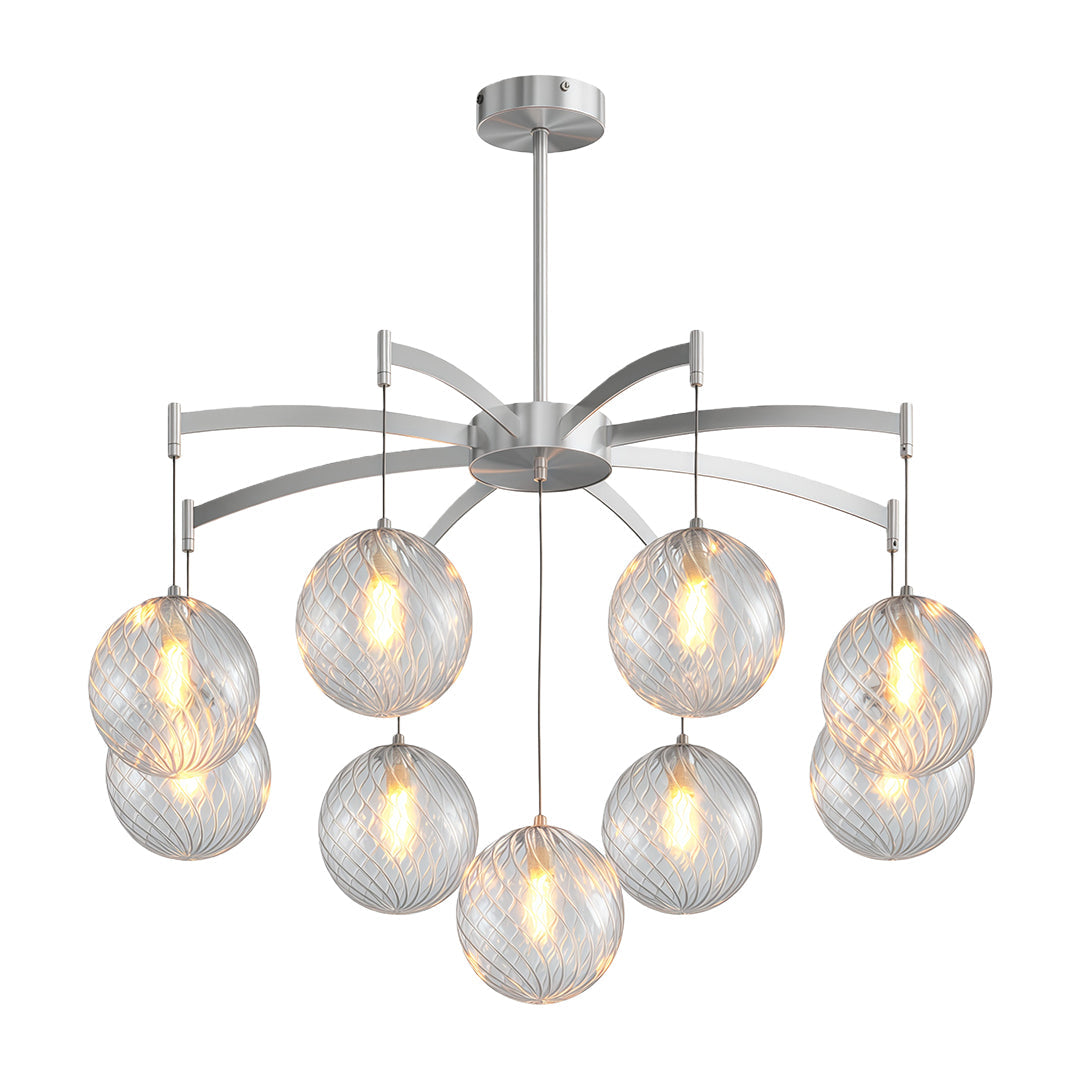 Lumière Moderne Glass Ball Chandelier in Brass, Nickel, or Black