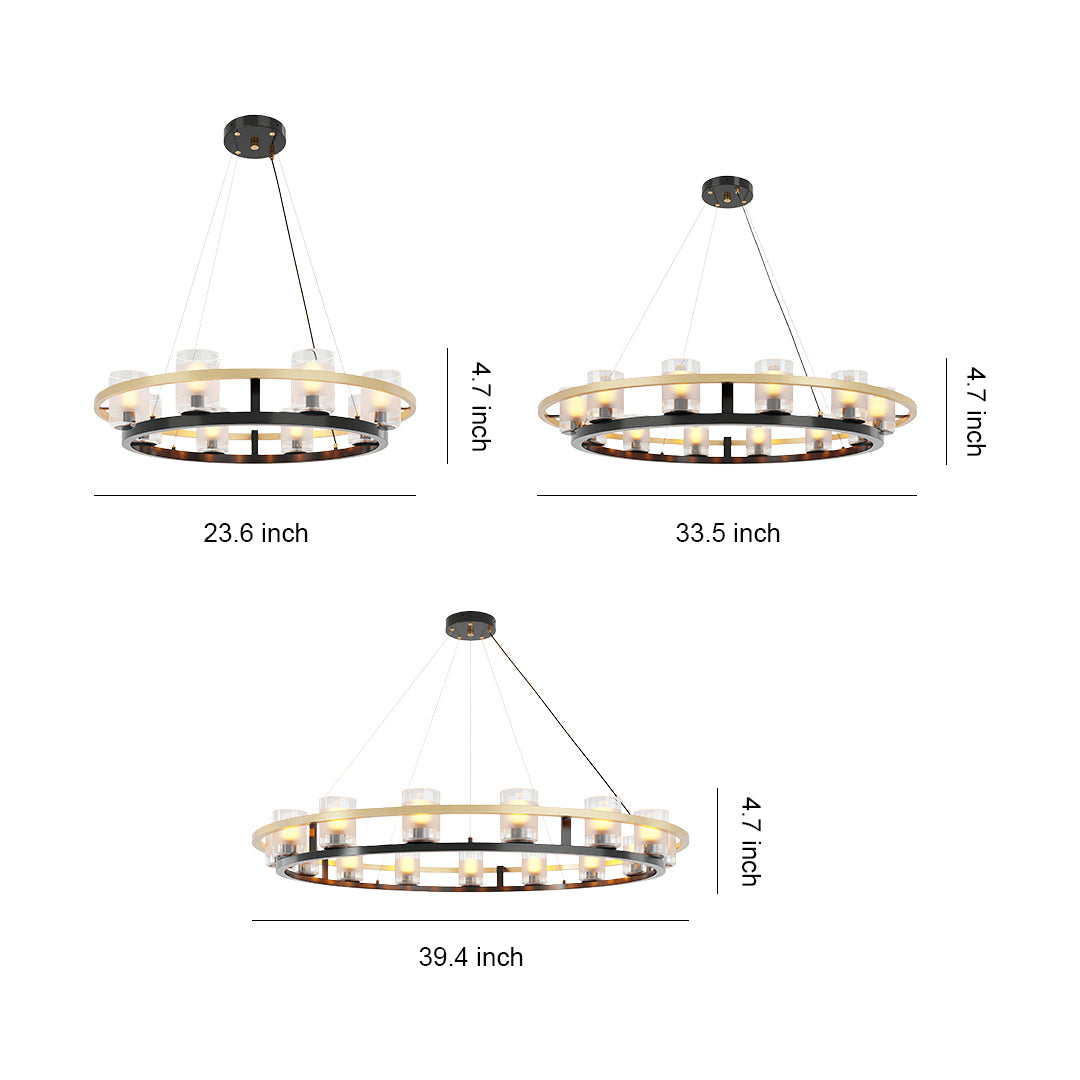 Aurelia Copper Modern Chandelier with Clear Glass Shades