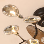 Modern Glam Ceiling Fan with Light, 30/42/56-Light LED, Black Iron & Amber Glass