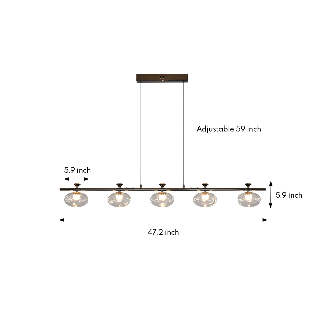 Linear Glass Chandelier Modern Minimalist Pendant Light for Dining Room and Living Room
