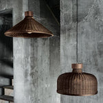 Handwoven Rattan Pendant Light with Wabi-Sabi Zen Aesthetic