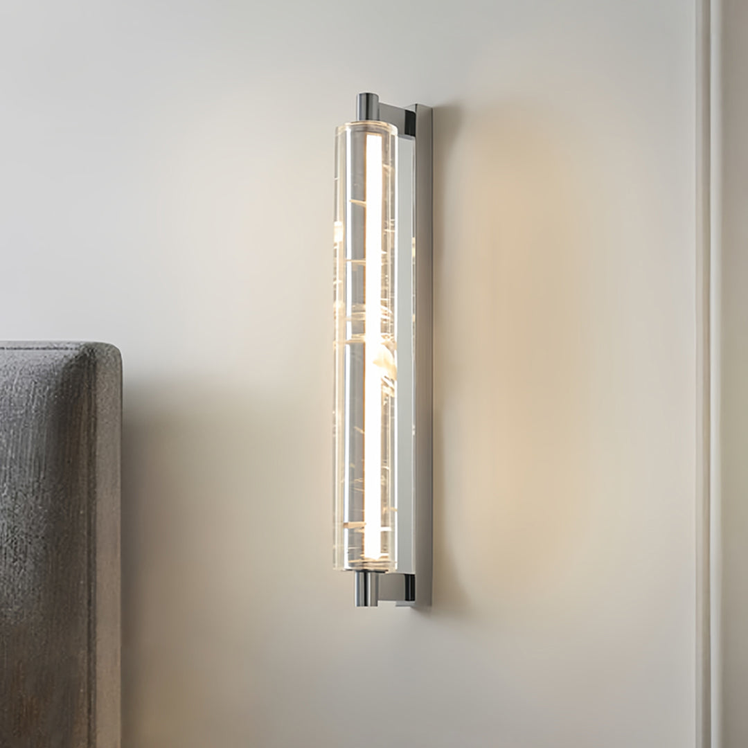 Lumière Crystal LED Wall Sconce — Modern Chrome Metal Art Light