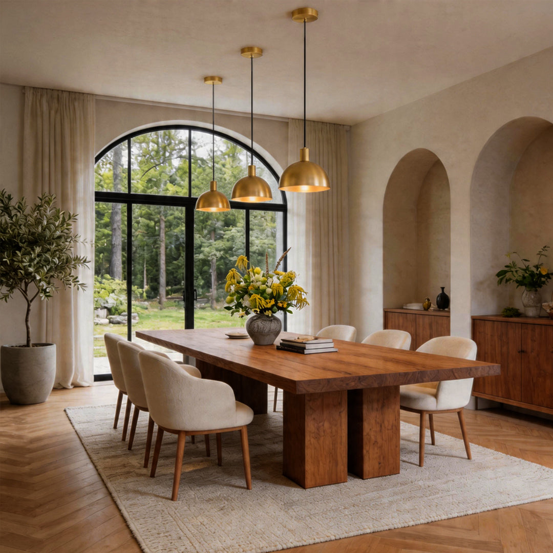 Nordic Brass Pendant Light with Adjustable Cord for Modern Interiors