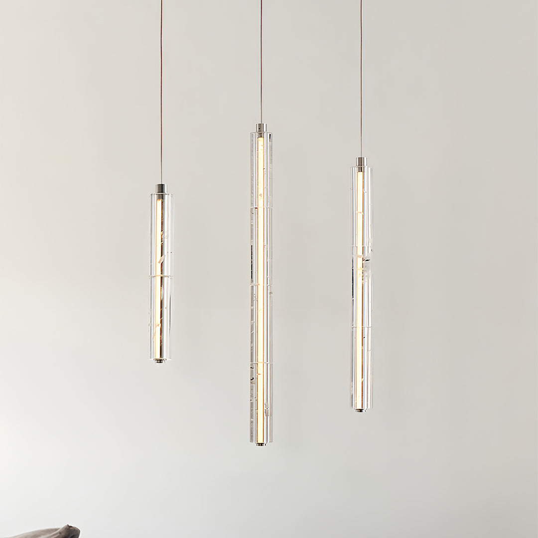 Linear Crystal Pendant Light | Modern Chrome LED Hanging Lamp for Dining Room & Kitchen Island