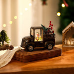 Nordic Gold Resin Table Lamp with Snowfall Scene