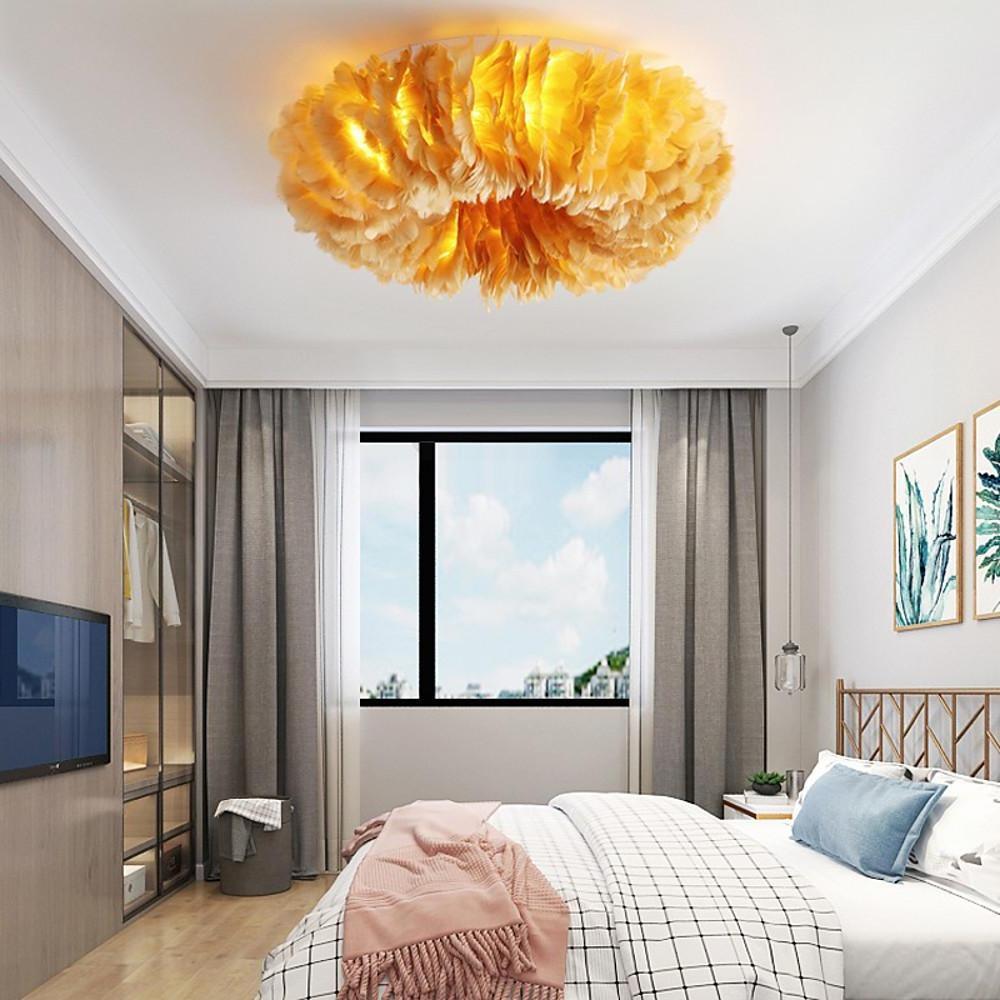 Aurelia Round Feather LED Flush Mount Ceiling Light – Nordic-Inspired Ambient Illumination