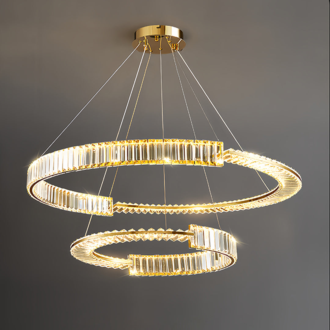 Modern Gold Crystal Ring Chandelier with LED Dimmable Lighting