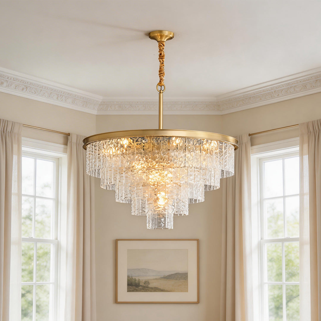 Modern Minimalist Full-Copper Chandelier with Clear Glass Shades