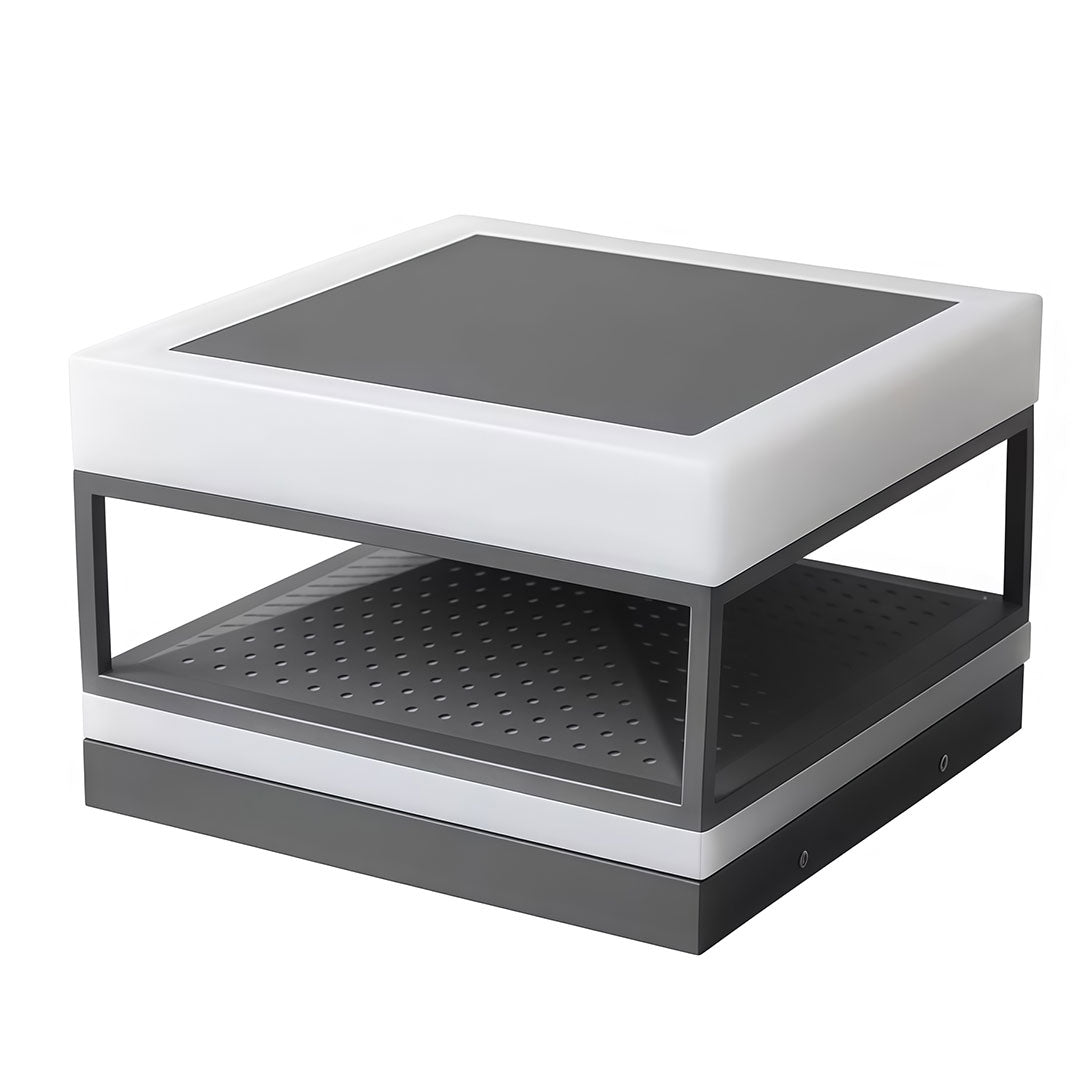 Modern Outdoor Pillar Top Light in Black Stainless Steel
