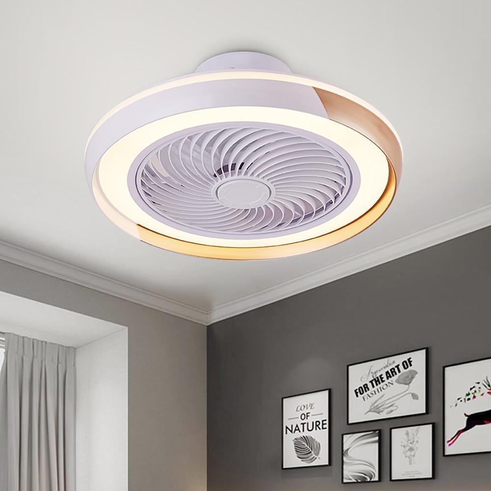 Modern Flush Mount Bladeless Ceiling Fan with Dimmable LED Light