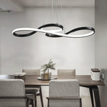Metal Silica Pendant Hanging Light For Dining Room Led Abstract Curved Strip Chandelier