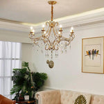 Vintage 8 Light Candle Chandelier With Crystal Accents