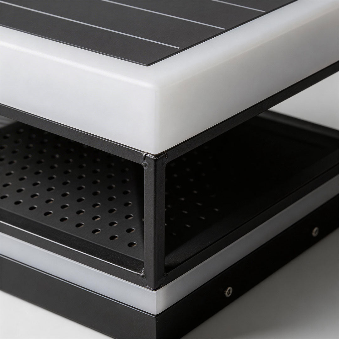 Modern Outdoor Pillar Top Light in Black Stainless Steel