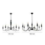 Black Candle Chandelier with Adjustable Chain Ceiling Light