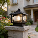European Solar Pillar Lights for Garden, Waterproof Aluminum Fence Lamp