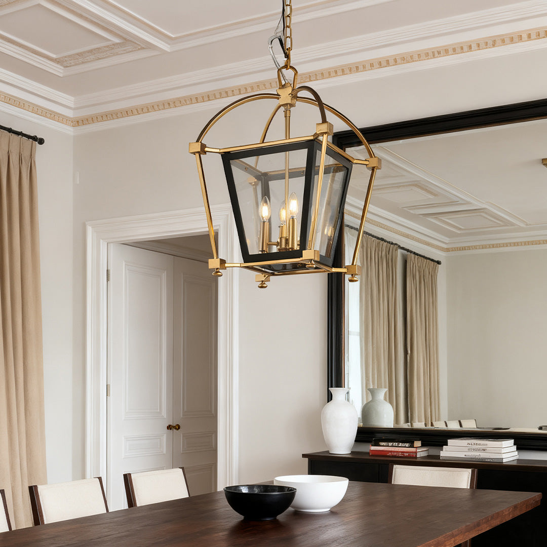 Aurelia Four-Light Gold and Black Lantern Pendant