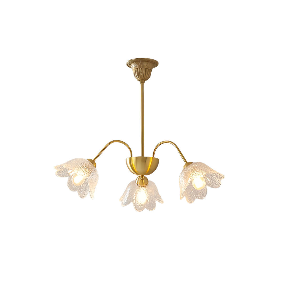 French Style Glass Petal Chandelier in Brass for Elegant Interiors