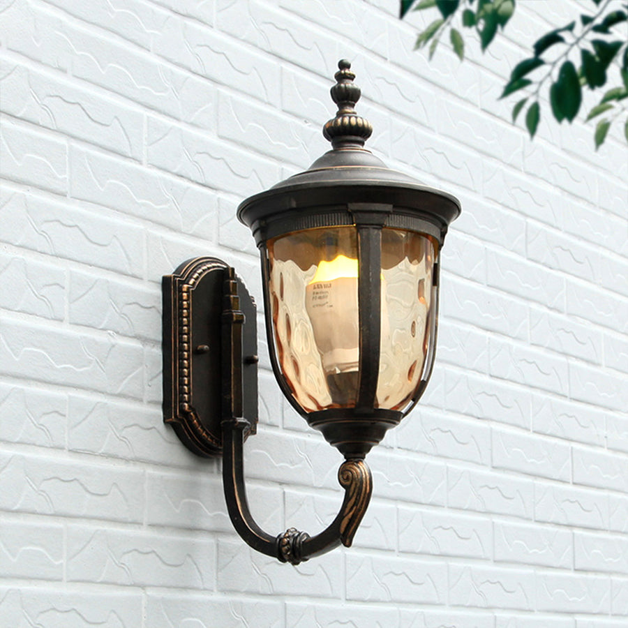 Artisan Copper Outdoor Wall Sconce with Champagne Glass Shade