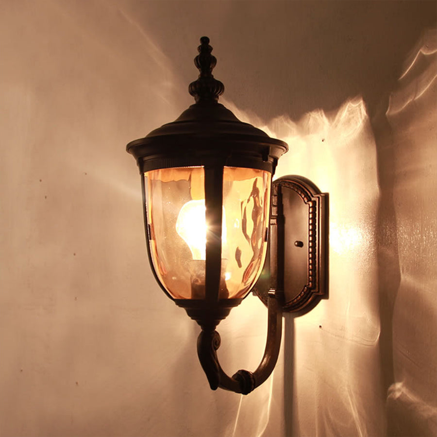 Artisan Copper Outdoor Wall Sconce with Champagne Glass Shade