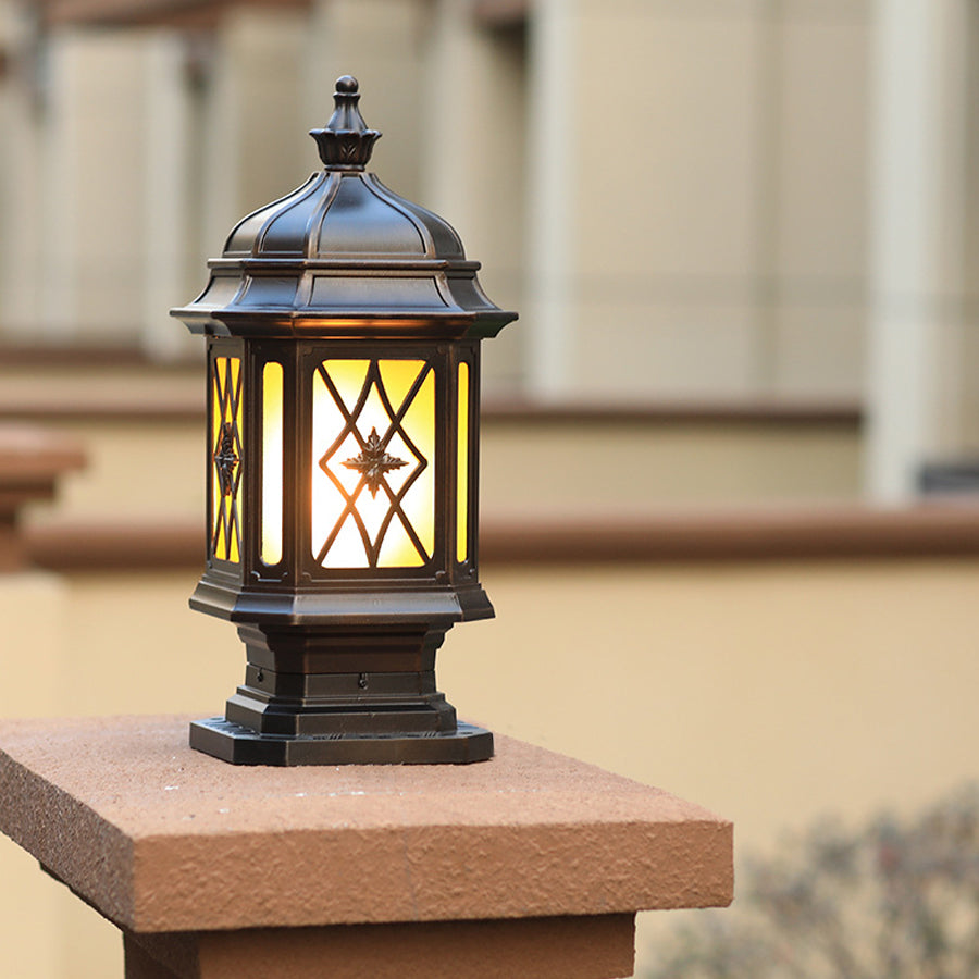 Modern Waterproof Outdoor Pillar Light with Frosted Glass Shade