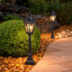 Aluminum Garden Bollard Light with Glass Shade for Pathways