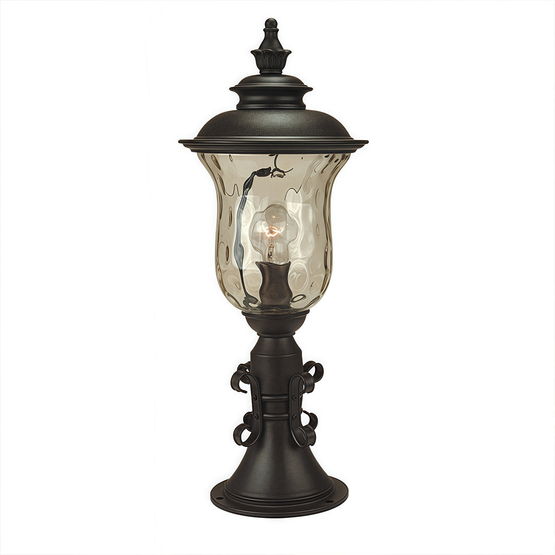 European Classic Outdoor Pillar Gate Light in Sand-Black Aluminum