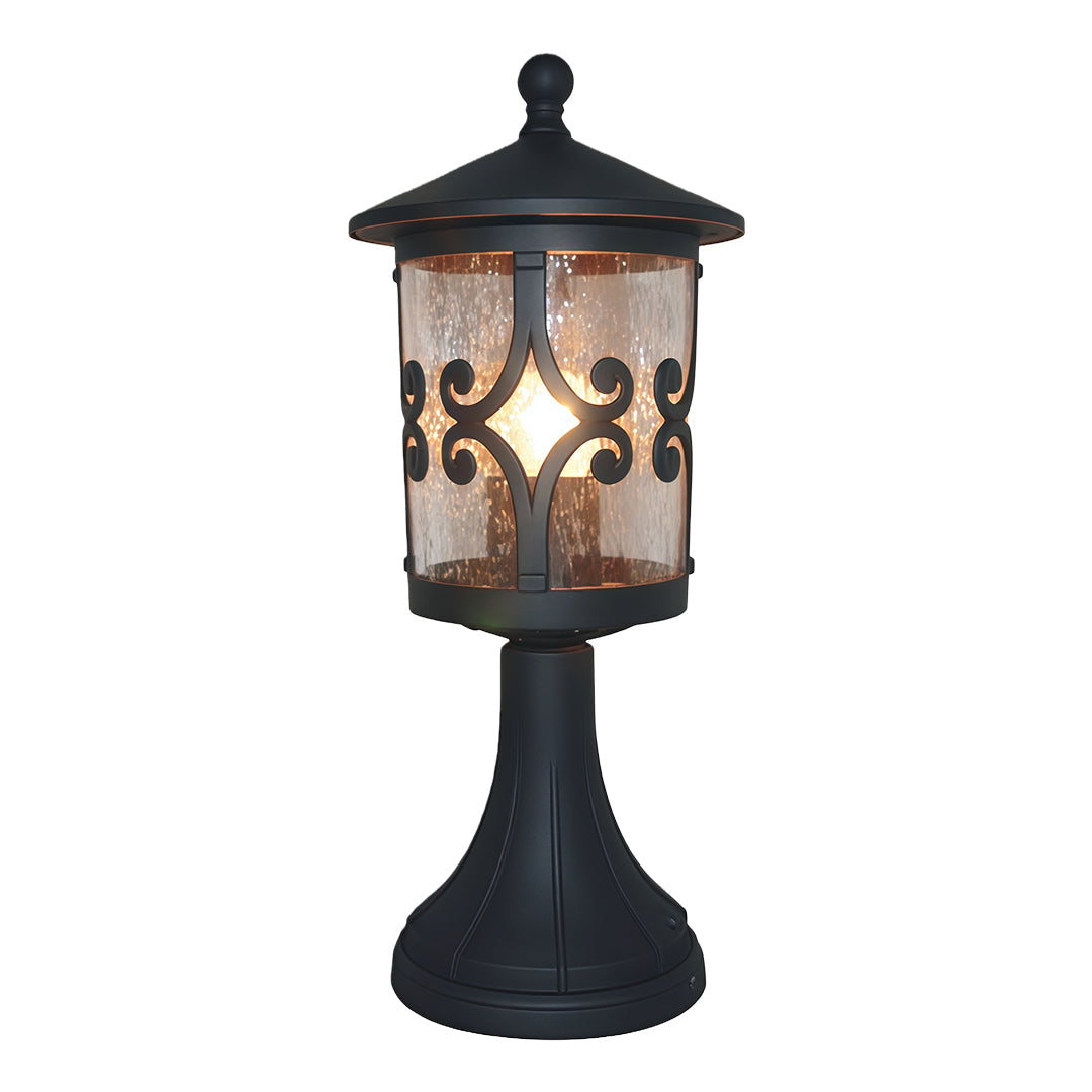 European Aluminum Outdoor Pillar Light with Clear Glass Shade