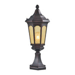 Retro Outdoor Pillar Light with Clear Glass Shade in Coffee Finish