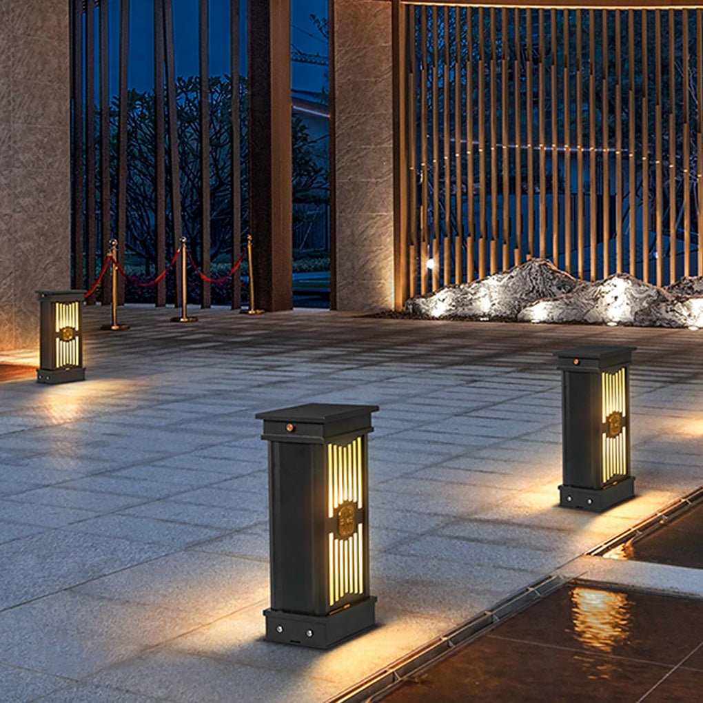 Retro LED Post Light – Black Aluminum & Stainless Steel Garden Lamp