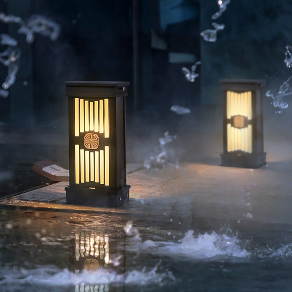 Retro LED Post Light – Black Aluminum & Stainless Steel Garden Lamp