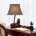 Equestrian Sculpture Table Lamp with Fabric Shade – European Style Resin Lighting
