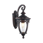 European Outdoor Wall Sconce in Sand-Black Aluminum with Clear Glass Shade