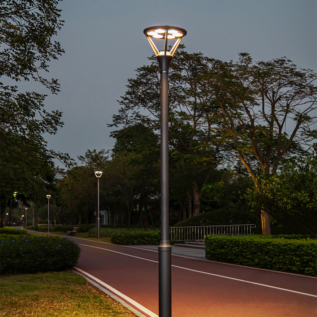 Modern LED Outdoor Lamp Post Light – 10ft Black Aluminum Garden Pole Light