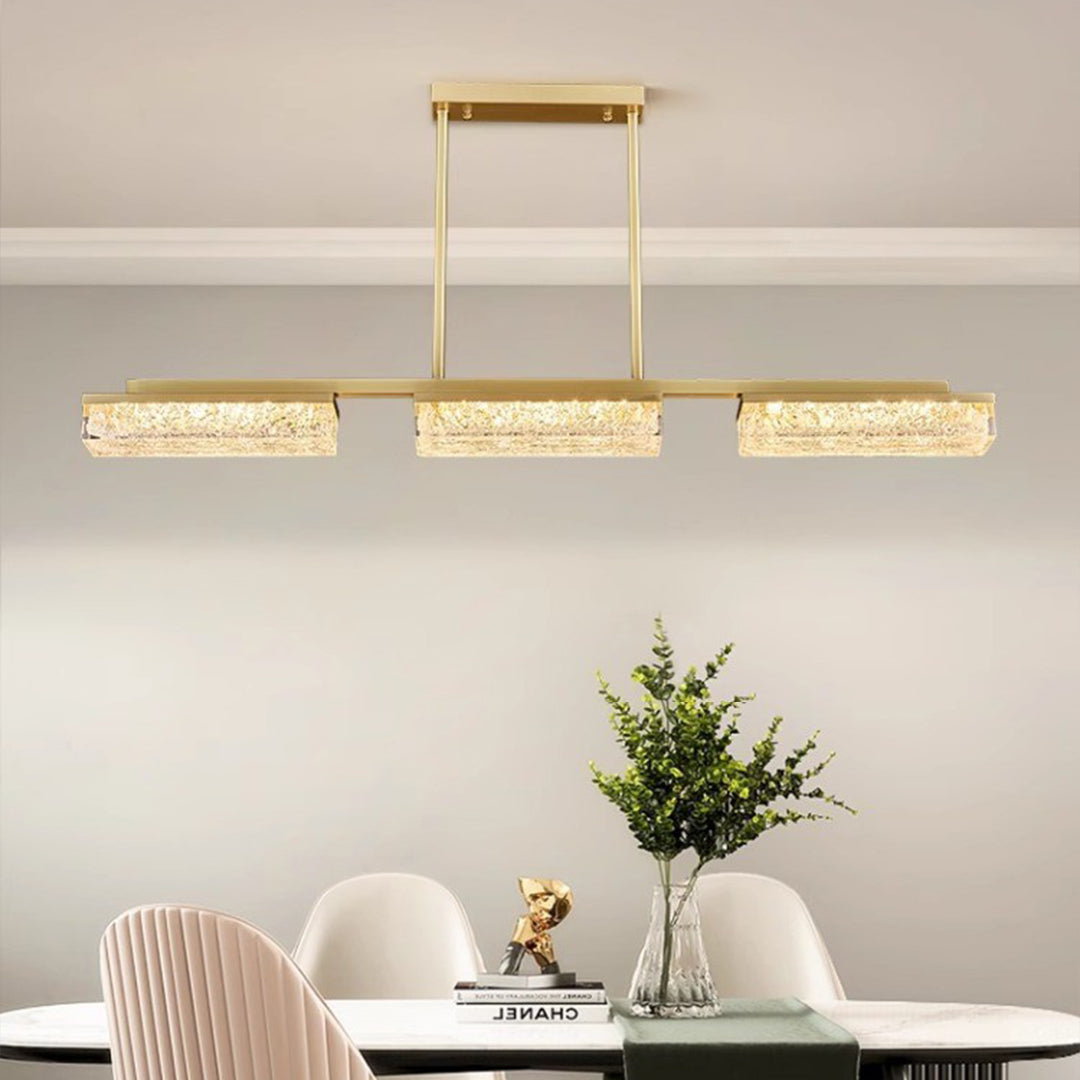 Linear Copper LED Pendant Light for Kitchen Island, 3-Color Adjustable