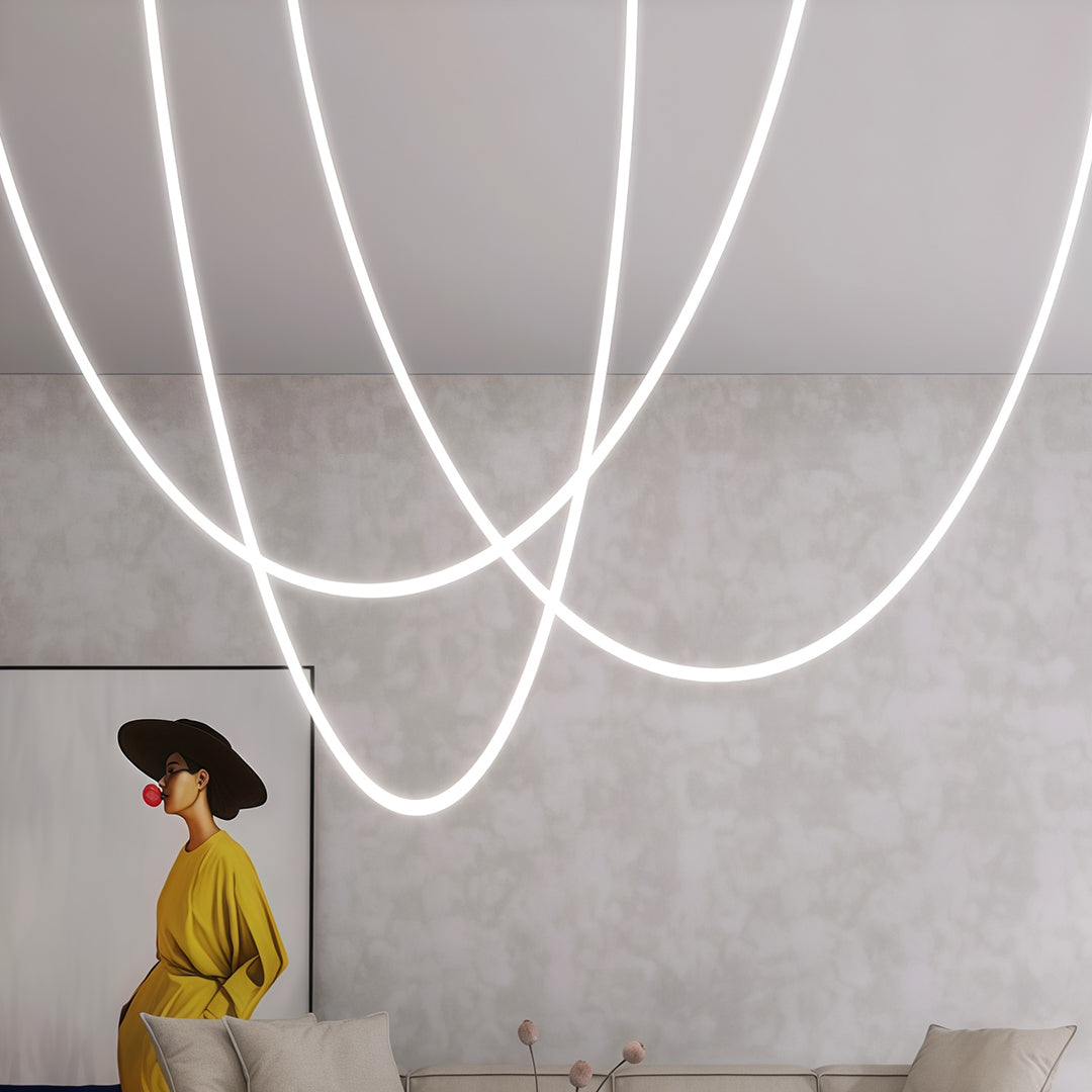 Linear LED Pendant Light – Minimalist Silicone Neon Ceiling Lamp