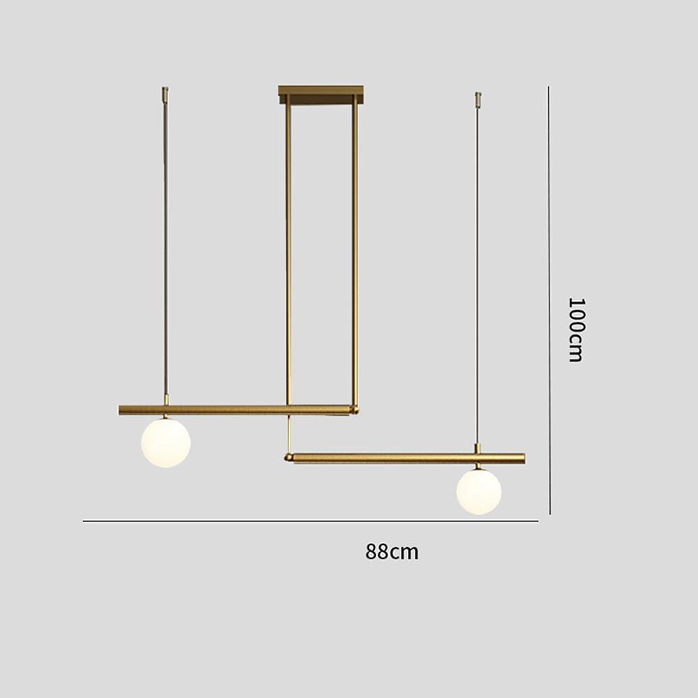 Minimalist Modern Linear Globe Pendant Lighting Copper Glass Kitchen Dining Room Light