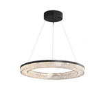 Lumière Ring Pendant Chandelier in Black and Crystal