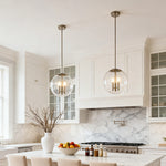 Silver Glass Orb Pendant Light – Modern Adjustable Ceiling Lamp