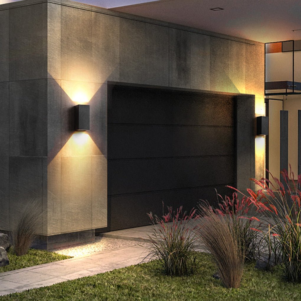 LumaWall Outdoor LED Wall Sconce — Up & Down Light for Modern Courtyards