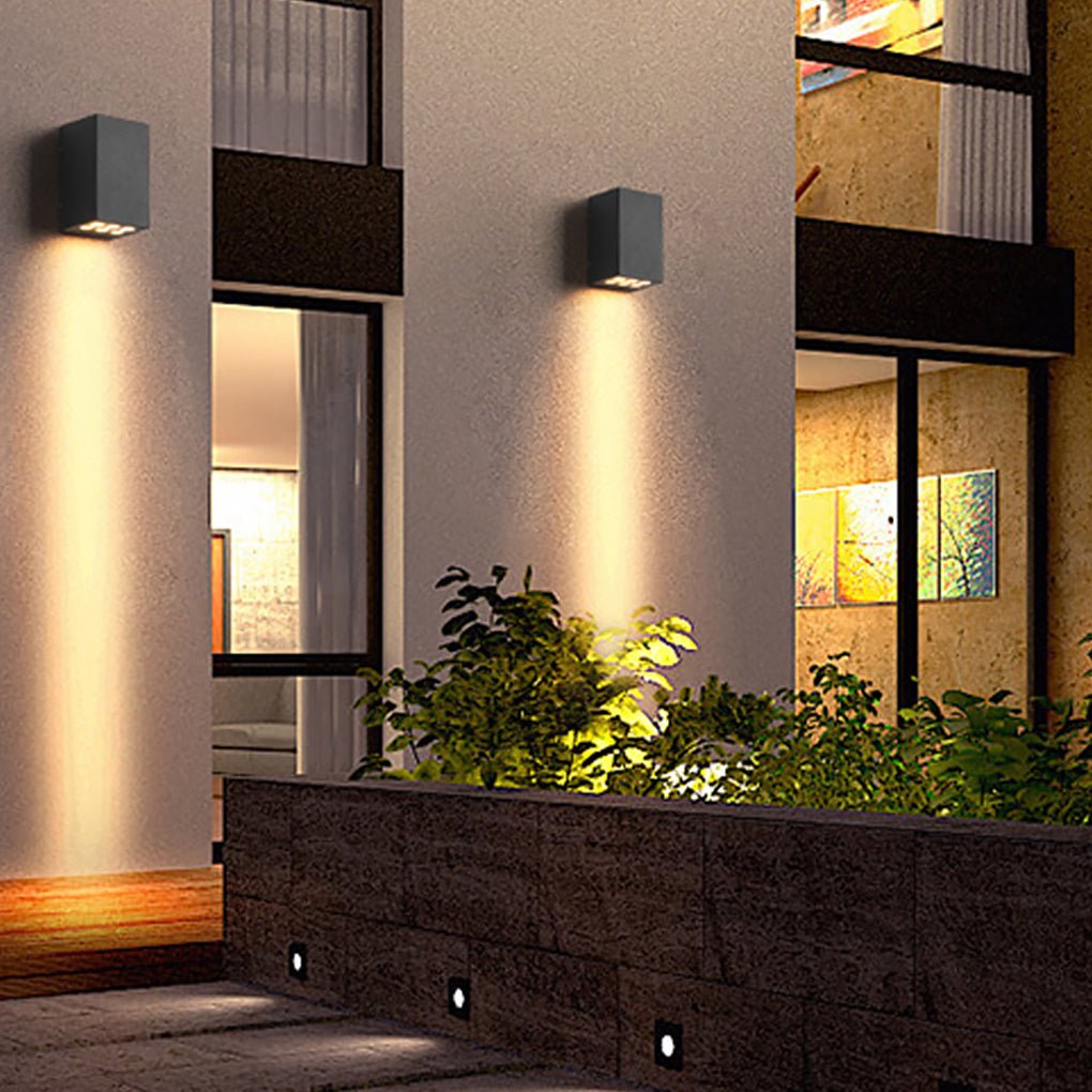 LumaWall Outdoor LED Wall Sconce — Up & Down Light for Modern Courtyards