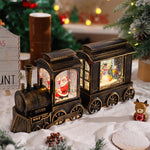 Nordic Christmas Train Table Lamp with Santa and Snowfall Effect