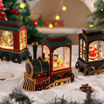 Nordic Christmas Train Table Lamp with Santa and Snowfall Effect