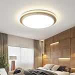 Metal And Wood Round Led Flush Mount Ceiling Light Living Room Lighting