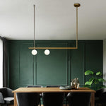 Minimalist Modern Linear Globe Pendant Lighting Copper Glass Kitchen Dining Room Light