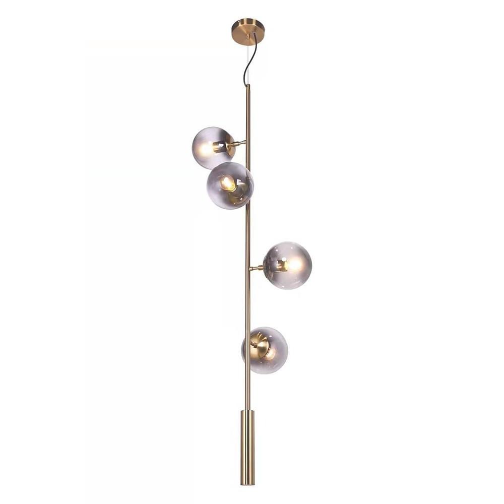 Aurora Linear Glass Globe Chandelier in Gold for Modern Dining Rooms