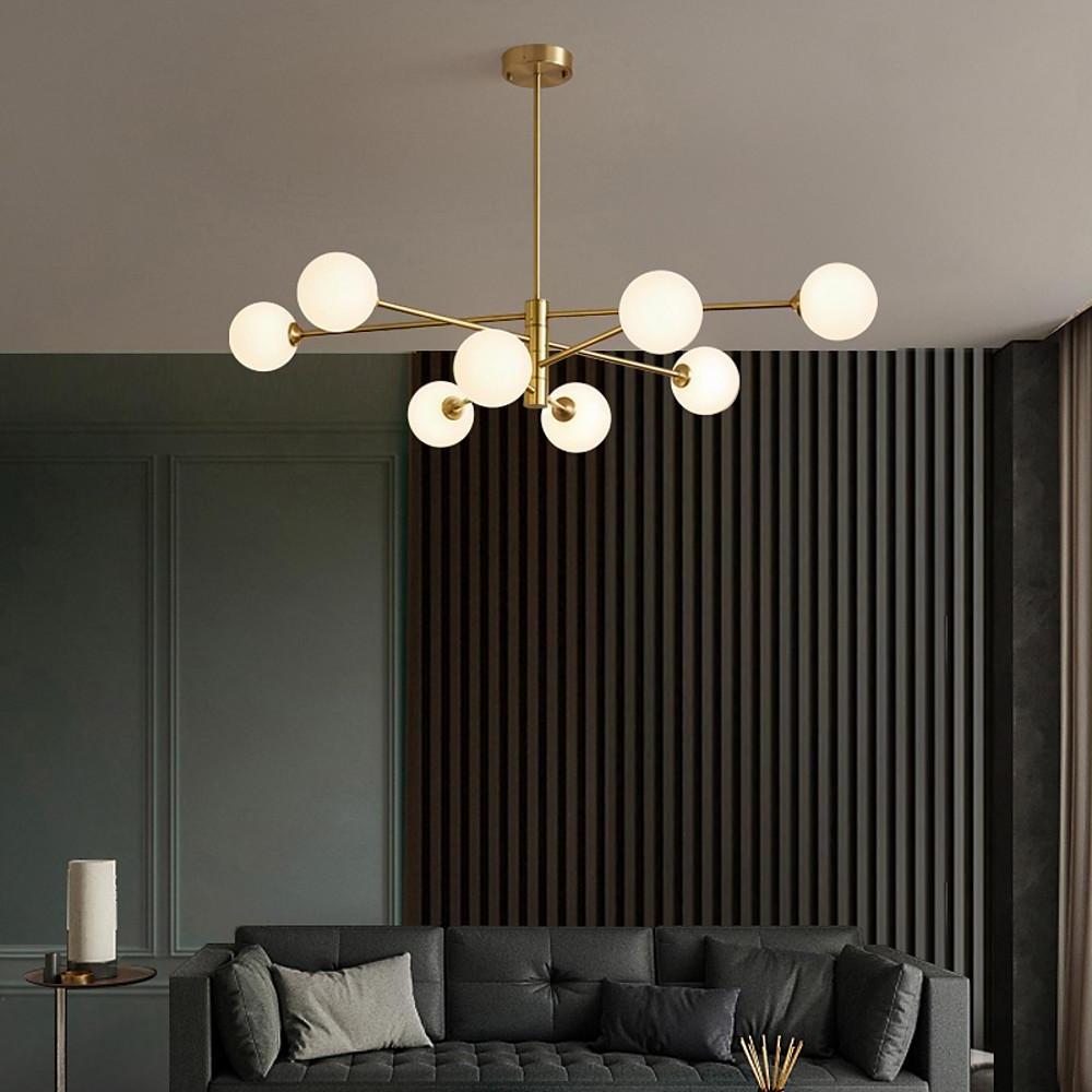 Aurelia Eight-Light Globe Pendant in Black and Gold